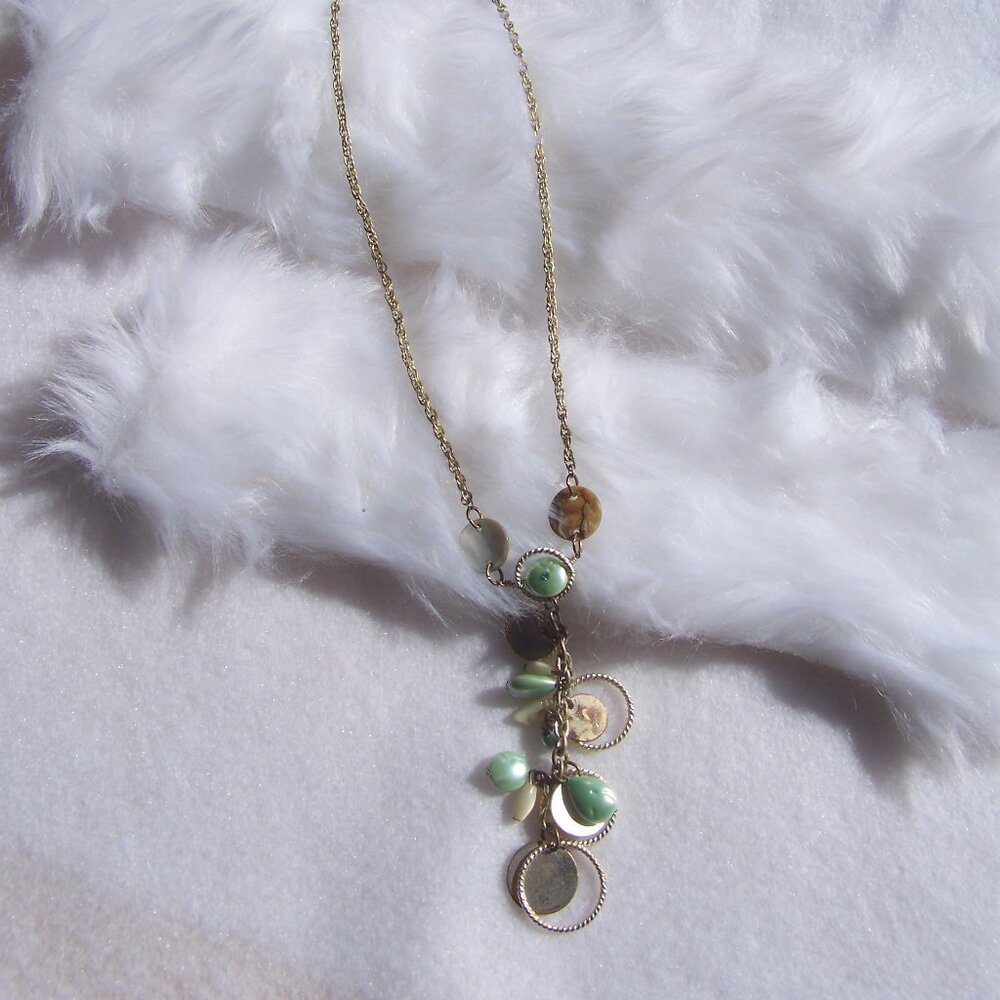 Green Stones & Circles Necklace